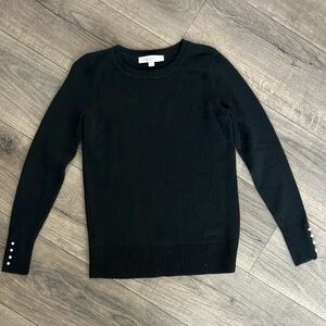 Loft Black Fitted Beaded Sleeve Sweater Size XSmall